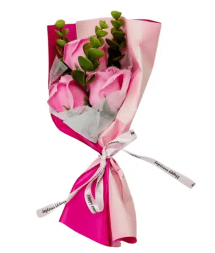Baby Pink Roses Hand Bunch Tie with Ribbon