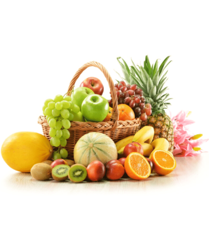 Wicker Basket of Fresh Organic Fruits