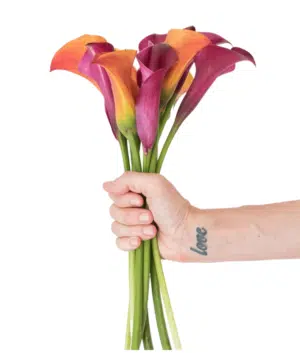 Red and Orange Calla Lilies Hand Bunch