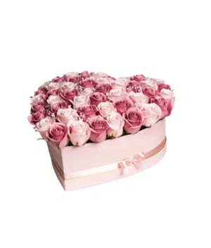 Pink and Peach Roses Heart Box