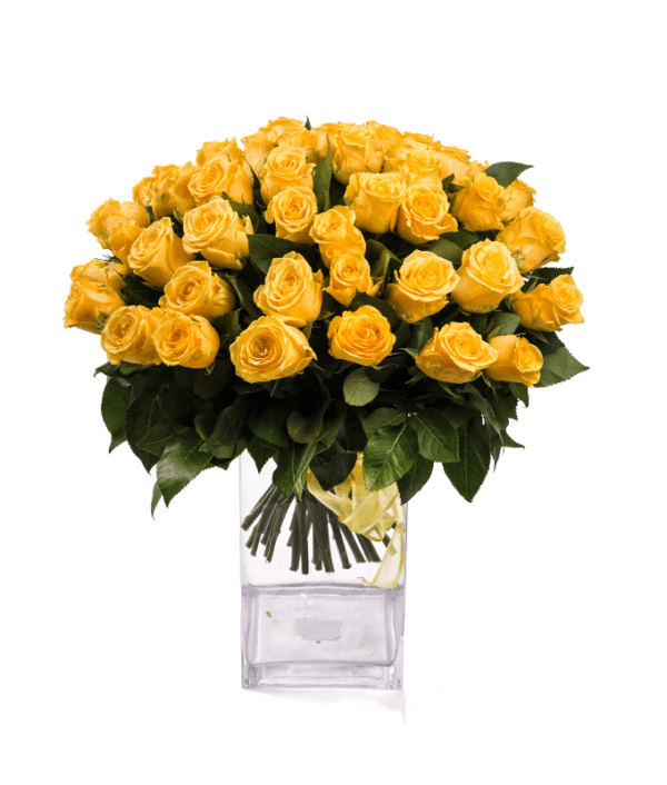 Arrangement of Yellow Roses in Vase