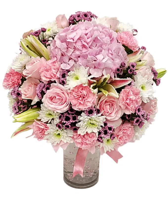 Pink floral round arrangement